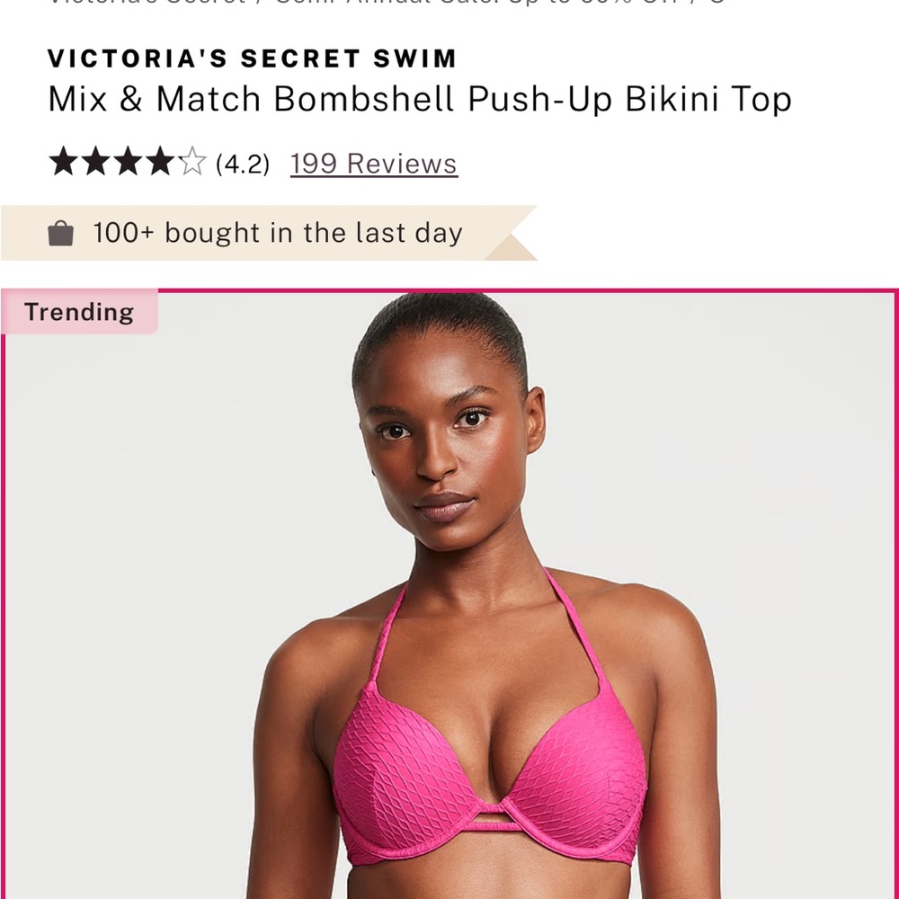 Victoria’s Secret bombshell push up bikini 32D padded Brazilian bottom xs 
Nwt